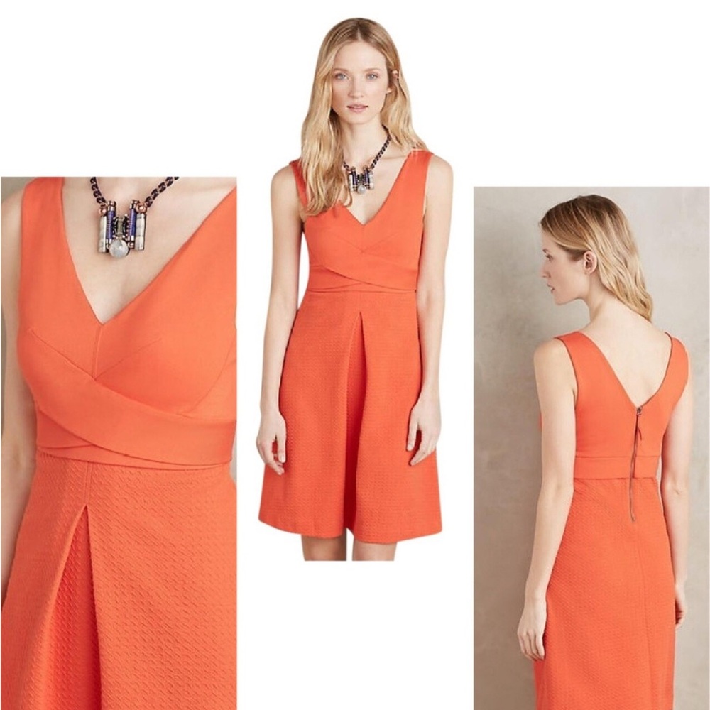 Anthropologie HD in Paris orange A-line dress SIZE 6